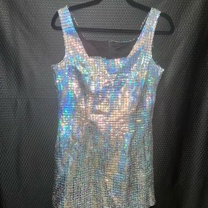 Lip Service Vintage Iridescent Holographic Mirrored Disco Ball Mini Dress